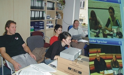 Die StudentInnen während der Videokonferenz. Bild rechts oben: Haarlem, Niederlande; Bild rechts unten: Bergen, Norwegen.